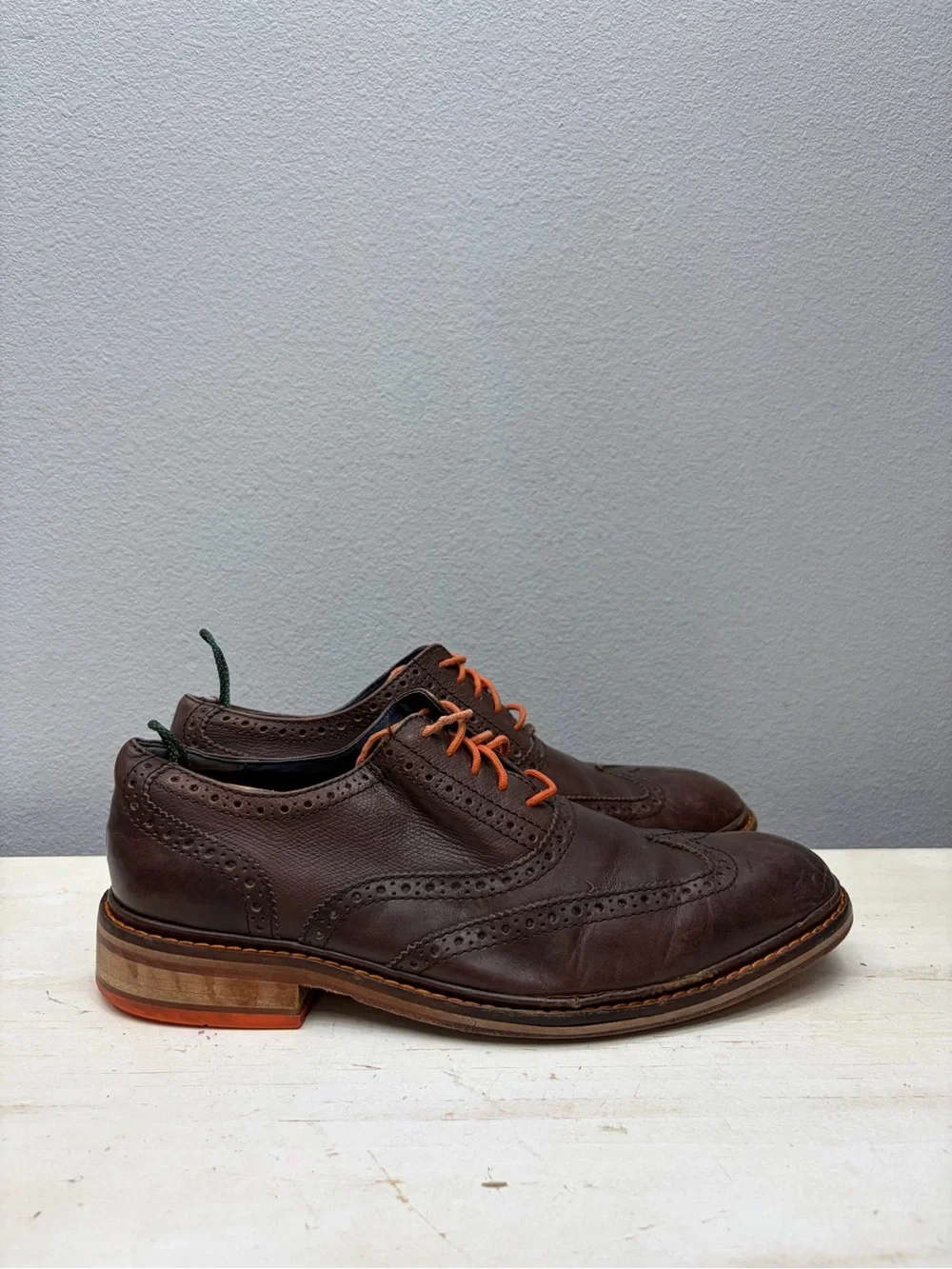 Cole Haan Brown Leather Colton Wingtip Oxford Shoes Size 10